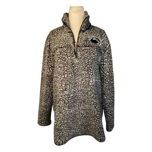 Boxercraft Penn State Sherpa Quarter Zip Pullover Jacket Gray Fleece Long Sleeve - Picture 1 of 7